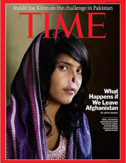 La polémica portada del 'Time' con el rostro de una mujer afgana de 18 años mutilada por los talibanes.