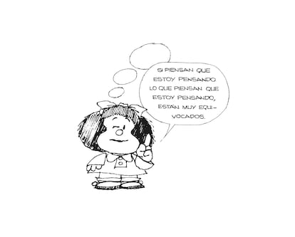 Porque, pese a la autoría masculina, Mafalda es también un icono feminista. "Curiosamente, Mafalda nació en 1963 como tira que serviría de publicidad de unos electrodomésticos, aunque la acción no cuajó, y Quino aprovechó el personaje y lo adaptó para la revista Primera Plana. «Ya que no tenía que elogiar las virtudes de ninguna aspiradora, a Mafalda la hice protestona, cascarrabias. Fue una revancha inmediata». Mafalda, en efecto, no era una heroína femenina como las protagonistas de los cuentos infantiles y tebeos de la época; era, como la llamó Umberto Eco, una contestataria", explica la editora