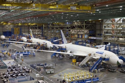 Aviones Boeing 787 en Everett.