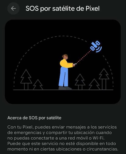 Opción de uso de conectividad por satélite con los teléfonos Google Pixel