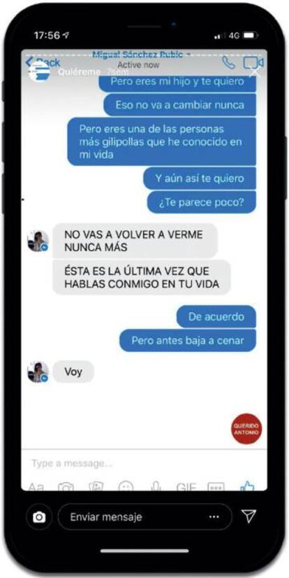 Una de las conversaciones ficticias que Alberto González Vázquez cuelga en su Instagram (@queridoantonio).