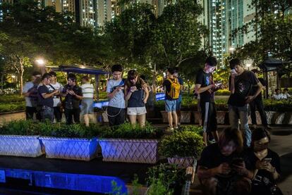 Jugadores de Pok&eacute;mon Go en Hong Kong. 