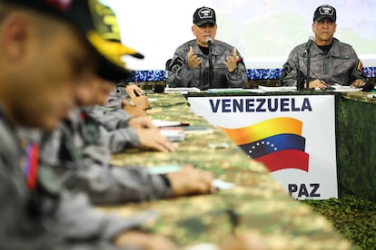 Vladimir Padrino López hablando durante un acto militar, en 2025.