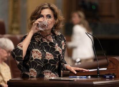 La vicepresidenta primera y ministra de Hacienda, María Jesús Montero, en el Congreso el pasado 22 de julio.