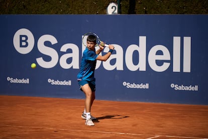 Jaime Alcaraz, durante un partido en el Godó sub-14. / OPEN BANC SABADELL