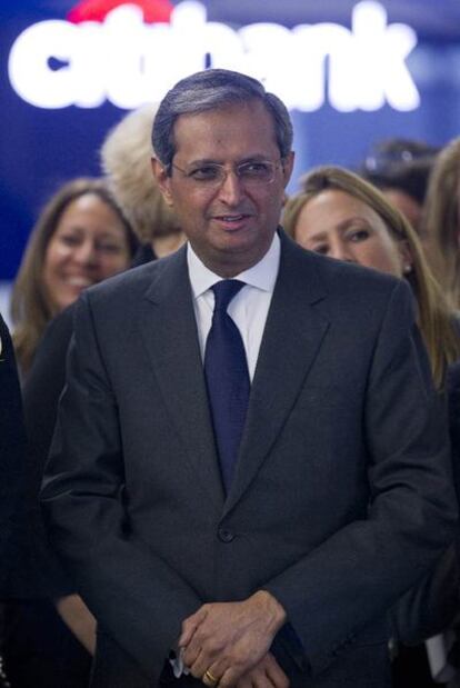 Pandit, durante la inauguración de la sucursal principal del banco en Nueva York, el pasado diciembre.