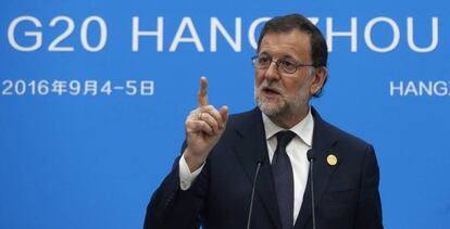 El presidente en funciones, Mariano Rajoy, en China.