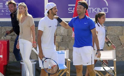 Feliciano López, con Carlos Moyà en Palma de Mallorca.