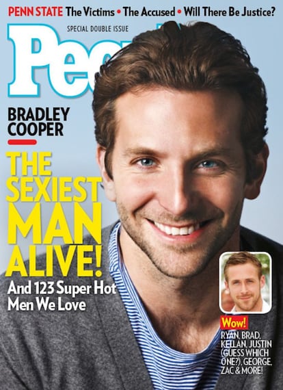 Bradley Cooper foi eleito em 2011 como o homem mais sexy. "Acho que é muito legal que um homem que não pareça um modelo possa aparecer nesta lista".