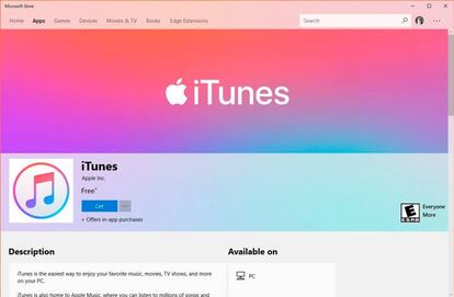 iTunes en la tienda de Windows 10