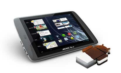 Archos G9. Pantalla de 8 pulgadas con una resolución de 1024 x 768 pixeles. Memoria Flash: 8 o 16 GB. Dimensiones 226 mm x 155 mm x 11.7 mm. Peso 465g. Precio 250 euros la de 8 GB, 270 euros la de 16 GB