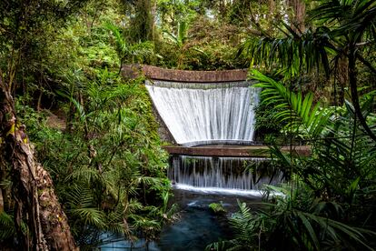 Cascada Velo de Novia en el río Cupatitzio dentro del parque nacional Barranca del Cupatitzio en Uruapan, Michoacán, México.