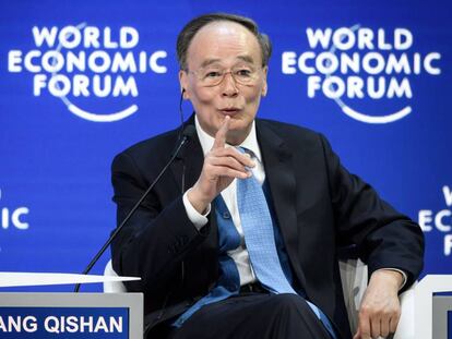 El vicepresidente chino, Wang Qishan, este viernes en Davos.