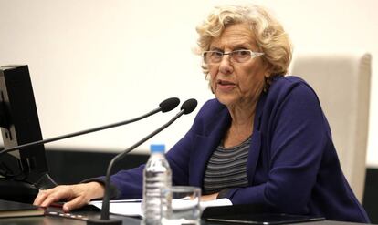 La alcaldesa de Madrid, Manuela Carmena, este martes en Madrid.