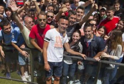 Iago Aspas en su despedida de los aficionados del Celta de Vigo.