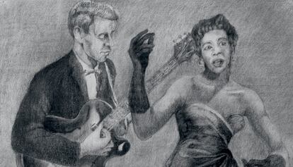 Cantante y guitarrista de jazz, obra de Juan Alberto Arteche.