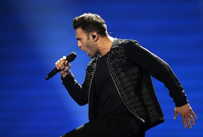 El cantante chipriota Hovig durante los ensayos para las semifinales del festival Eurovisión.