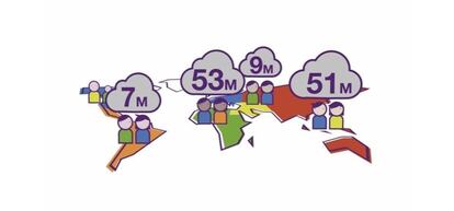 Distribución de los niños sin escolarizar en el mundo (en millones).