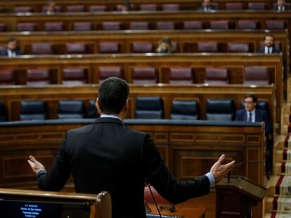 El presidente del Gobierno, Pedro Sánchez, durante la sesión de control del pasado miércoles.