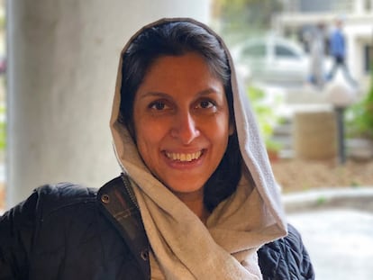 La iranobritánica Nazanin Zaghari-Ratcliffe, tras su liberación este domingo en Teherán.