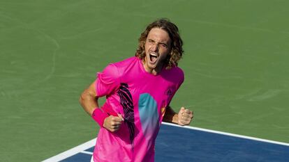 Stefanos Tsitsipas celebra su triunfo ante Anderson en las semis de Toronto.