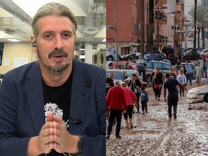 Varias personas caminan por una de las calles afectadas en Paiporta, tras las fuertes lluvias causadas por la DANA. La alcaldesa de Paiporta (Valencia), Maribel Albalat, ha confirmado que al menos hay 34 fallecidos en su municipio a consecuencia de la dana que ha afectado a la Comunidad Valenciana. EFE/Manu Bruque
