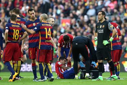 Augusto Fernández, tras lesionarse en su partido ante el Barcelona