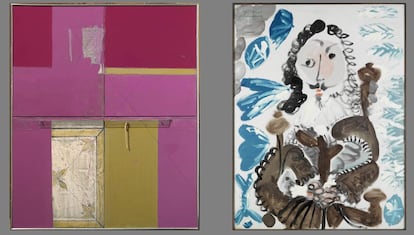 'Opus 2/68', de Àngel Jové (1968), y 'Mousquetaire assis', de Picasso (1967), dos de las obras de la colección Bassat expuestas en la Tecla Sala.