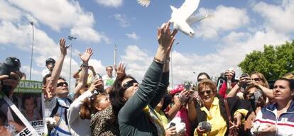 Ruth Ortiz, en la manifestación por la desaparición de sus dos hijos.