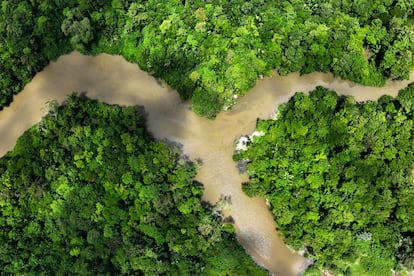 Visa aérea del río Piraiba en Belém, Brasil.