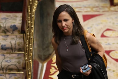 La secretaria de Podemos, Ione Belarra, este miércoles en el Congreso.