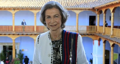 La Reina Sof&iacute;a durante su visita al Centro de Formaci&oacute;n de la Cooperaci&oacute;n Espa&ntilde;ola en Antigua (Guatemala).