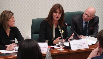 La consellera Laura Borràs, durant la compareixença en la comissió de Cultura.