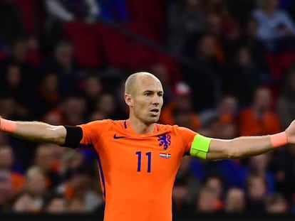 Robben durante un partido con Holanda. 