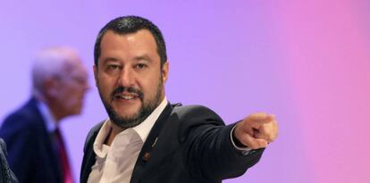 Matteo Salvini, en la conferencia de seguridad e inmigración de Viena, el 14 de septiembre. 