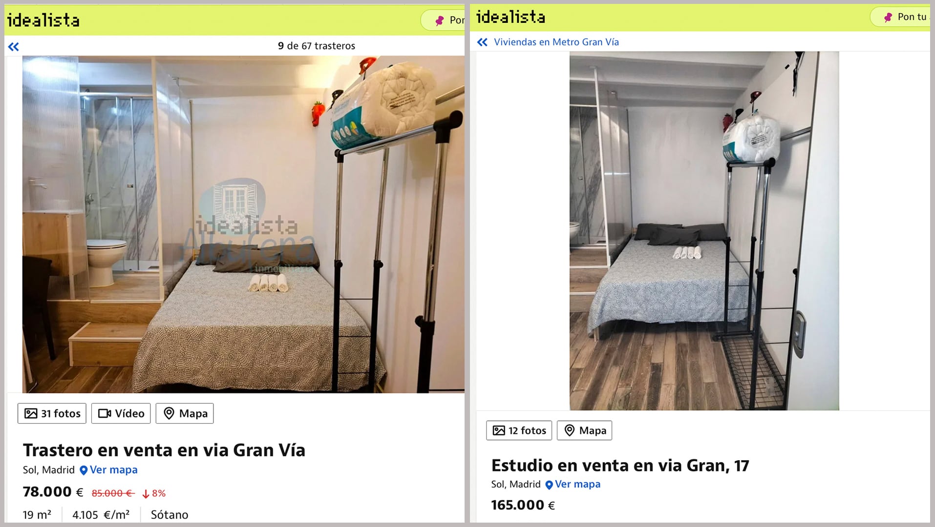 Bienvenidos al único trastero en venta de la Gran Vía: esconde un piso de 10 metros por 165.000 euros