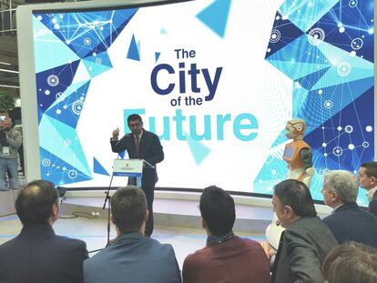 El consejero Jordi Puigneró en una conferencia en el congreso de 'smart cities' de esta semana.