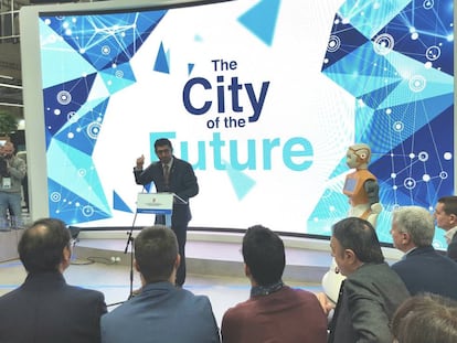 El consejero Jordi Puigneró en una conferencia en el congreso de 'smart cities' de esta semana.
 