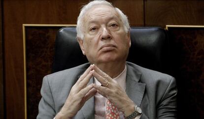 El ministro de Asuntos Exteriores, Jos&eacute; Manuel Garc&iacute;a-Margallo, durante la sesi&oacute;n de control al Gobierno.