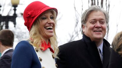 Kellyanne Conway y Steve Bannon, el día de la inauguración de Donald Trump