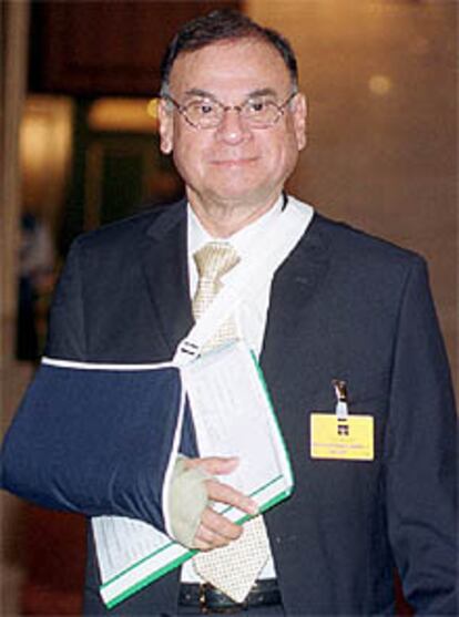 El secretario general de la OPEP, Alí Rodríguez, antes de la reunión de hoy en El Cairo.