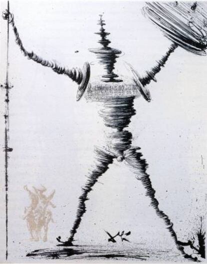 Lámina de Salvador Dalí sobre Don Quijote.
