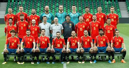 Fotografía oficial de la Selección Española de Fútbol previa al encuentro frente a Marruecos.