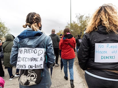 Manifestación sobre la situación de la Cañada Real Galiana el pasado octubre bajo el lema "tener luz no es un lujo, es un derecho".