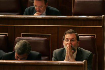 Mariano Rajoy, durante el Pleno del Congreso en el que se ha votado si se celebra un referéndum sobre la reforma del Estatuto.