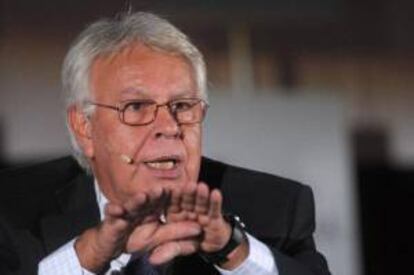El expresidente del Gobierno español, el socialista Felipe González habla hoy 7 de noviembre en Ciudad de México. efe