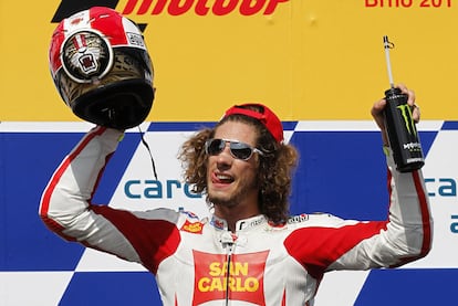 Este año, en Brno, Simoncelli se subió por primera vez al podio en una prueba de MotoGP.