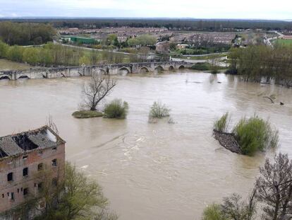 Heavy rains caused the Pisuerga River to overflow on Tuesday in Simancas (Valladolid).