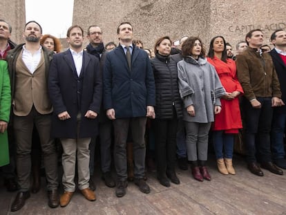 Acto celebrado en febrero por la unidad de España y por la convocatoria de elecciones generales, en la Plaza de Colón (Madrid).