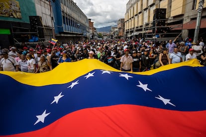 Partidarios de Nicolás Maduro en un acto de campaña el 16 de julio, en Caracas.